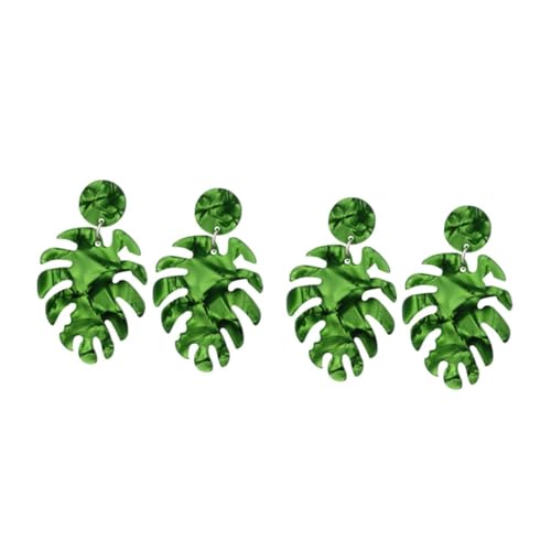 Beavorty 2 Paare Monstera Ohrringe Damen Baumelnde Ohrringe Grünes Acrylblatt Dainty Ohrschmuck Trendige Tropische Ohrhänger Für Frauen von Beavorty