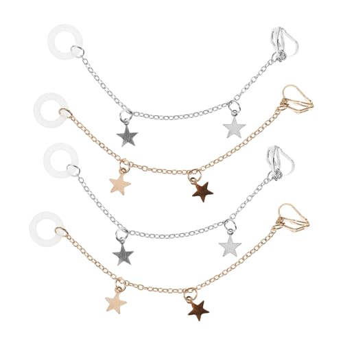 Beavorty 2 Paare Ohrclips Damen Lang Ohrhänger Ohrbügel für Wireless Headphone Sport Schmuck Geschenk Stilvoller Ohrclip mit Langem Anhänger in Gold und Silber Einfach zu Tragen Passend von Beavorty