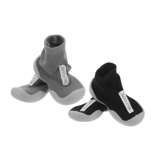 Beavorty 2 Paare Socken-schuhe mit Rutschfester Weicher Sohle Atmungsaktive Bequeme Lauflernschuhe für Jungen und Mädchen Weiche Babyschuhe für Drinnen und Draußen von Beavorty