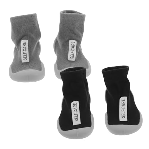 Beavorty 2 Paare Sockenschuhe mit Weicher Sohle Rutschfest Atmungsaktiv und Leicht Lauflernschuhe für Jungen und Mädchen Neugeborene Bodenschuhe für Drinnen und Draußen von Beavorty