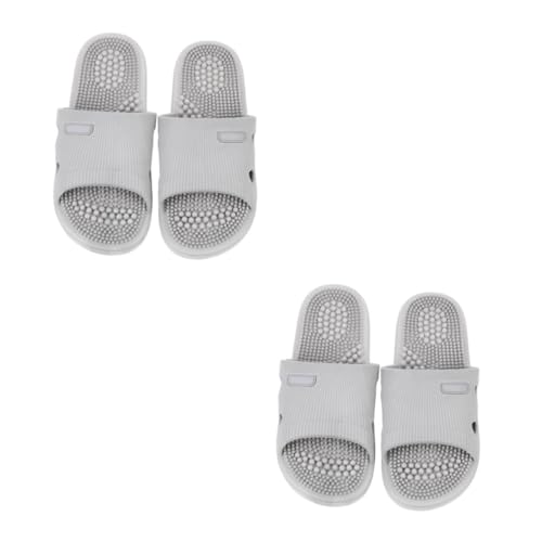 Beavorty 2 Paare Sommerliche Haushalts Hausschuhe mit Fußmassage Rutschfeste PVC Sohle Leichte Indoor Slipper für Damen und Herren Komfortabel und Modisch für Zuhause Hotel Poolbereich von Beavorty
