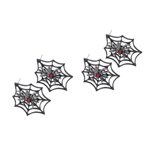 Beavorty 2 Paare Spinnennetz-Ohrringe Halloween-Ohren Dekorate Spinnennetze Spinnendekor gruselige Halloween-Dekorationen Ohrring für Legierung Schwarz von Beavorty