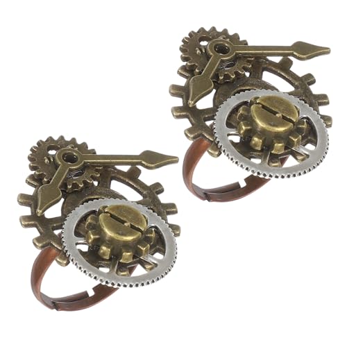 Beavorty 2 STÜCK Vintage Steampunk Zahnräder Ring aus Langlebiger Legierung Kreative Punk Fingerschmuck Unisex Klassisches Mechanismus Design als Geschenk für Herren und Damen von Beavorty
