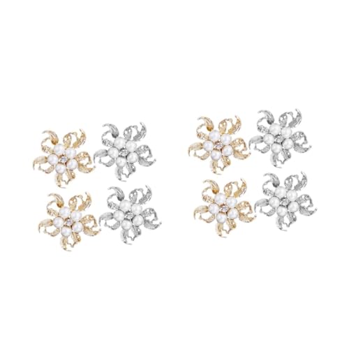 Beavorty 2 Sätze Blütenbroschen Legierung Anstecknadeln Mit Perlen Für Damen Vielseitiges Accessoire Für Kleidung Silber 4 Stücke * 2 von Beavorty