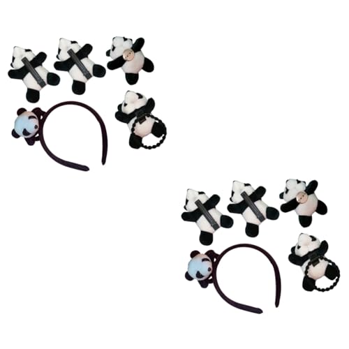 Beavorty 2 Sätze Cartoon Panda Schmuck Mädchen Stirnband Haarnadeln für Mädchen baby stirnbänder Haargummi Panda-Brosche Panda-Haarnadel Tier Haarring Kopfbedeckung Zubehör von Beavorty