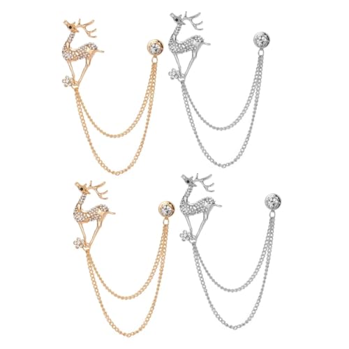 Beavorty 2 Sätze Deer Rhinestone Brosche Pin Mit Kette Für Anzug Kleidung Reversnadel Für Hochzeiten Oder Besondere Anlässe 2 Stücke * 2 von Beavorty