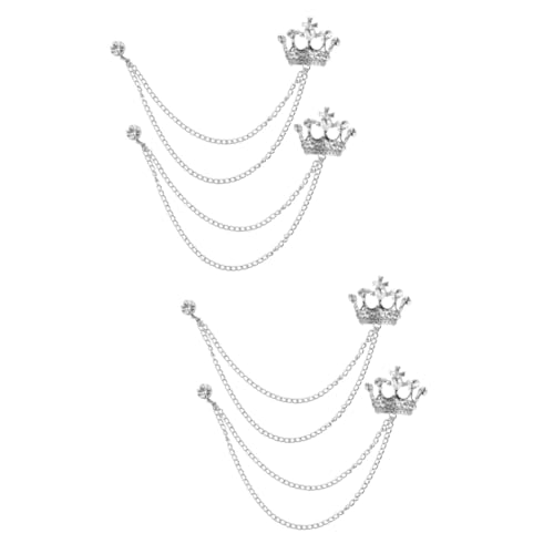 Beavorty 2 Sätze Herren Anzug Brosche Mit Krone Und Krawattennadel Mit Kette Für Hemden Pullover Und Cardigans Stilvolles Accessoire Für Besondere Anlässe 2 Stücke * 2 von Beavorty