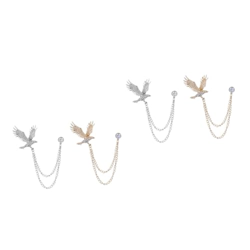 Beavorty 2 Sätze Herren Broschen Eagle Design Legierungs Kettenanstecker Für Anzug Und Hemd Stilvolle Kleidung Accessoires Gold Und Silber 2 Stücke * 2 von Beavorty