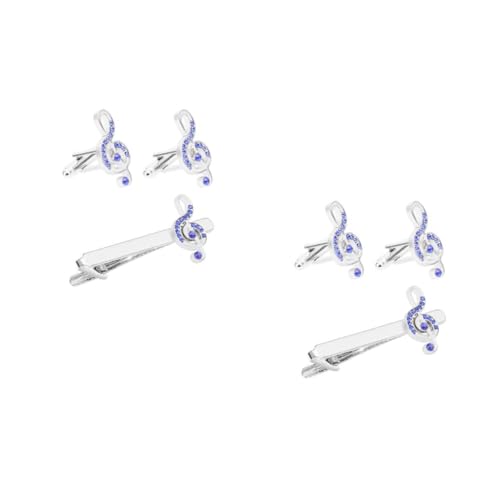 Beavorty 2 Sätze Herren Rhinestone Musiknote Manschettenknöpfe und Krawattenclip für Business Hemden Eleganter Anzugzubehör für Meetings und Besondere Anlässe von Beavorty