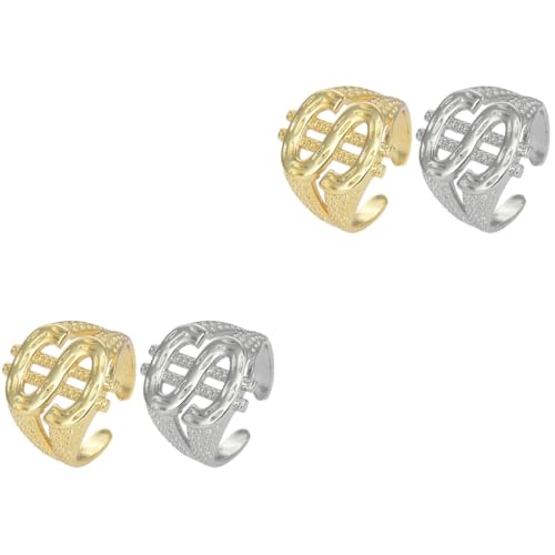 Beavorty 2 Sätze Hip Hop Dollarzeichen Ringe Für Männer Offene Finger Ringe Robustem Verstellbar Und Stylish Für Verschiedene Anlässe Und Outfits 2 Stück * 2 von Beavorty