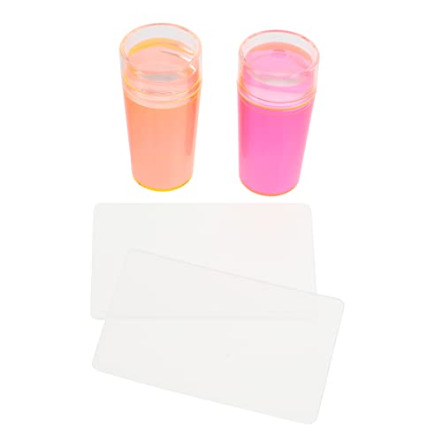 Beavorty 2 Sätze Nagelstempel-set Nagelstempel-kits Maniküre-transferdruckstempel Nagelschaber Stampfer Nagelkunst-schaberplatte Maniküre-stempel Malerschaber Nagelpolitur Kieselgel Runden von Beavorty