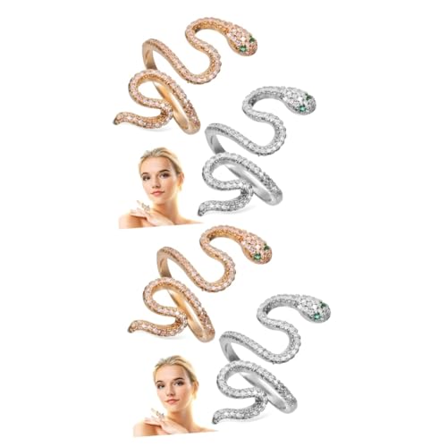 Beavorty 2 Sätze Schlangenring Für Damen Herren Teilig Einzigartiger Verstellbarer Tier Schmuck Für Verschiedene Anlässe Freundschaftsring Oder Für Besondere 2 Stücke * 2 von Beavorty