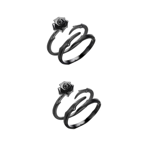 Beavorty 2 Sätze Silberring Ringe Mit Rosendesign Freundschaftsringe Für Damen Herren Teiliges Für Verlobung Festivals Besondere Anlässe 2 Stücke * 2 von Beavorty