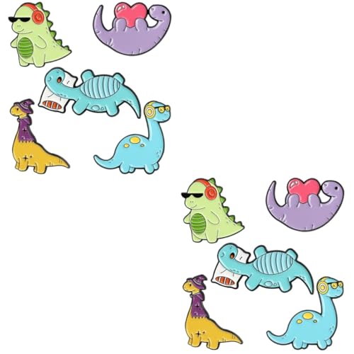 Beavorty 2 Sätze Teiliges Cartoon Dinosaurier Broschen Niedliche Anstecknadeln Für Kleidung Taschen Und Hüte Dekorative Tierbroschen Langlebig Und Hautfreundlich 5 Stück * 2 von Beavorty