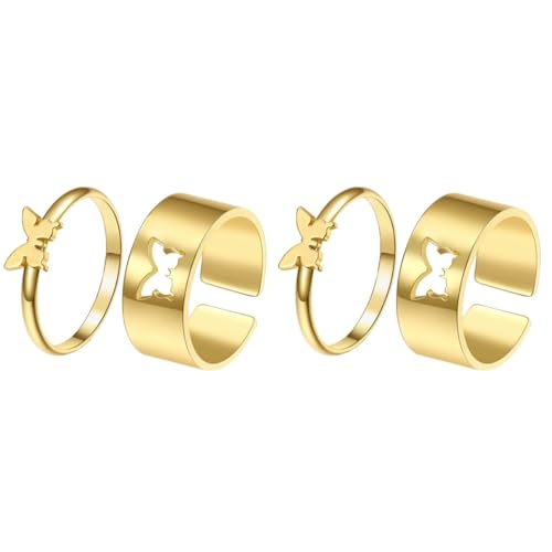 Beavorty 2 Sätze Verstellbare Tier Ringe Goldene Öffnungsringe Für Damen Trendiger Schmuck Mit Einzigartigem Design Und Exzellenter Verarbeitung 2 Stück * 2 von Beavorty