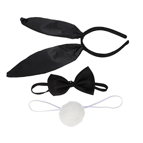 Beavorty 2 Sätze Hasenohr Stirnband Bunny Dress up Zubehör-kit Make-up-stirnbänder Für Frauen Kaninchen Hasenohren Stirnband Hasenschwanz Prop Fliege Tuch Fräulein Weißer Hase Hasen Ohren von Beavorty