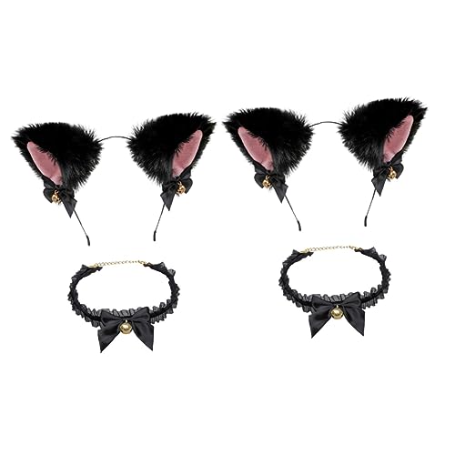 Beavorty 2 Sets Katzenohr-Stirnband Halsband Katzenohr-Haarband Tierhaar-Reifen Tier-Stirnband Erwachsenenkleid Für Mädchen Halskette Panda-Halskette Stirnband Für Ohr-Haar-Reifen von Beavorty