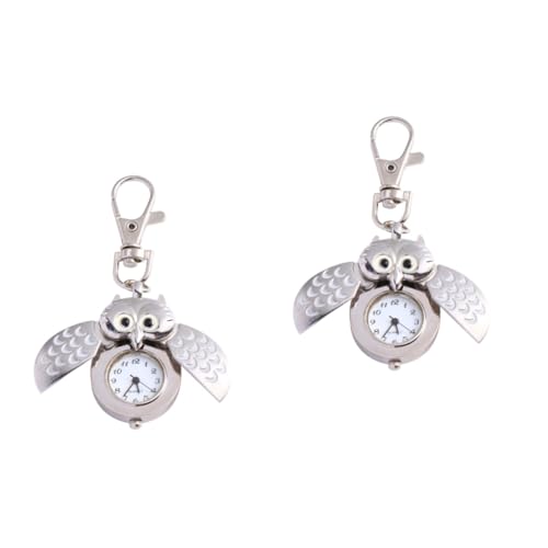 Beavorty 2 Stck Niedliche Eulen Taschenuhr Cartoon Design Tragbare Uhr Schlüsselanhänger Langlebiges Material Große Arabische Ziffern Perfektes für Familie und Freunde von Beavorty