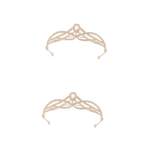 Beavorty 2 Stck. Barock Krone Retro Vintage Haarschmuck Leichtes Diadem Braut Hochzeit Party Damen Zubehör Gold Weiß Strassstein von Beavorty
