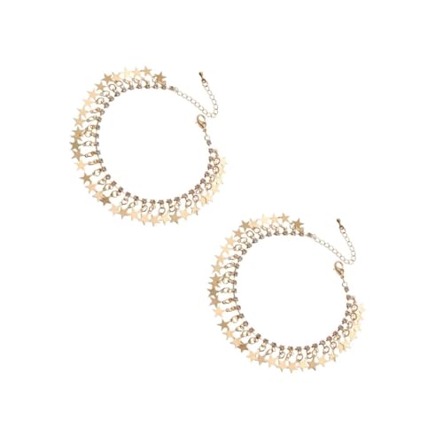 Beavorty 2 Stck. Chic Fußkettchen mit Kreativem Sternanhänger für Damen Strand Accessoires für Partys Hochzeiten Verstellbar Komfortabel von Beavorty