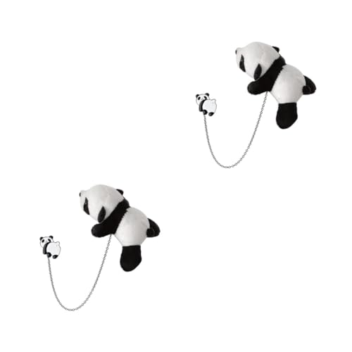Beavorty 2 Stck. Panda Brustbrosche mit Kette Plüsch Cartoon Anstecknadel für Damen Herren Kleidung Schmuck Halloween Party Accessoire von Beavorty