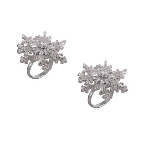 Beavorty 2 Stck. Stylischer Verstellbarer Ring mit Doppeltem Schneeflocken Design für Damen Eleganter Ring für Partys Festlichkeiten und Tägliches Tragen Perfektes für Mädchen und Freunde von Beavorty