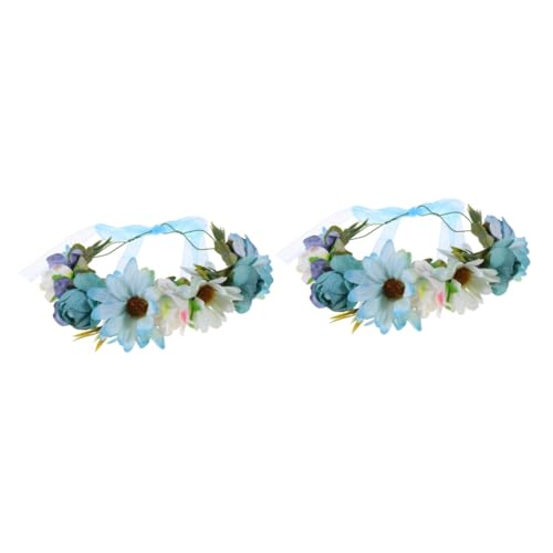 Beavorty 2 Stk Blumenkranz-stirnband Braut Kopfschmuck Haargummis Für Kinder Brautblumen Kopfschmuck Blumenkopfschmuck Für Die Braut Strandblumen-stirnband Tiara Brautjungfer Blatt Hochzeit von Beavorty