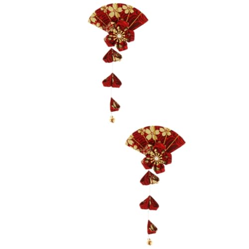 Beavorty 2 Stk Haarnadel haarschmuck haar spangen haarspange goldhochzeit haar klammer kalanchoe schöning partytisch hair clips the weddi Kimono Kopfbedeckung Blumenhaar Mädchen Stoff rot von Beavorty