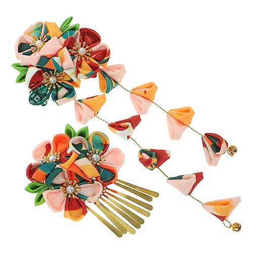 Beavorty 2 Stk Haarschmuck Japanischer Bandclip Kanzashi-blumen-haargummi Kopfbedeckung Japanische Tsumami Haarnadel Traditionelles Japanisches Haar Bastelschere Kind Haarnadel Quaste von Beavorty