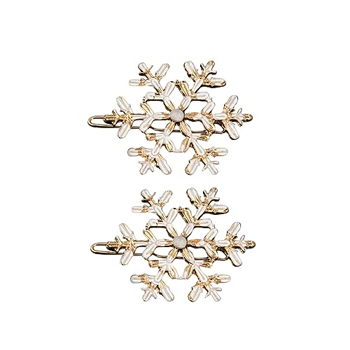 Beavorty Kopfbedeckung Für Mädchen 2-teilig Schneeflocken-strass-clips Haarspangen Metalllegierung Kristall Für Den Alltag von Beavorty