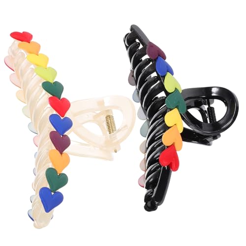 Beavorty 2stücke Große Bunte Herz-haarspangen Dekorative Haarklammern Für Damen Süße Haarklammern Aus Robustem Material Leicht Zu Tragen Verwenden von Beavorty