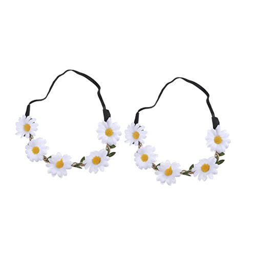 Beavorty 2 Stück 5 Stirnband Böhmisches Blumenkronenmädchen Stirnbänder Für Frauen Foto Stütze Blumenkrone Blumenkranz Stirnband Boho Kranz Krone Kopf Weiß Hawaii Reisen Die Blumen von Beavorty