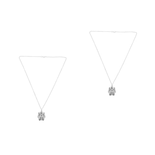 Beavorty 2 Stück Antikes Ägyptisches König Porträt Halskette Langlebiger Leichter Hip Hop Anhänger Hautfreundlich Einzigartiges Halloween Schmuckstück für Herren und Damen Silberfarben von Beavorty