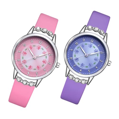 Beavorty 2 Stück Armbanduhr Cartoon Design Wasserdichte Quarzuhr für Einstellbares Armband Schule Freizeit von Beavorty