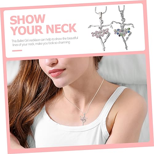 Beavorty 2 Stück Ballett Mädchen Halskette Leichte Clavicle Chain mit Funkelnden Strasssteinen Schmuckaccessoires für Damen Passend zu Pullovern und Mänteln von Beavorty