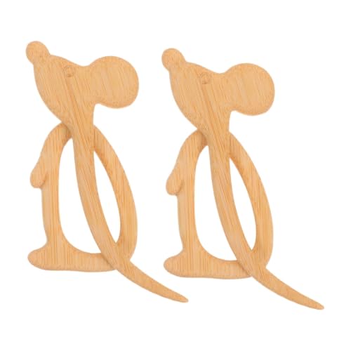 Beavorty 2 Stück Bambus Maus Brosche Vintage Tier-anstecknadel für Damen Vielseitig als Schal Reversnadel Nachhaltiges Holz-design Süßes Accessoire für Pullover Mäntel Taschen von Beavorty