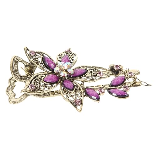 Beavorty 2St Haarspangen Haarklammer Metallknöpfe Vintage Strasssteine retro Haarnadeln mit Strasssteinen Haarspange Haarspange Haarspange Hochzeit Haarschmuck Knopf Fräulein Violett von Beavorty