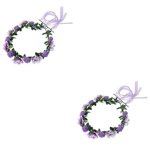 Beavorty 2st Kopfbedeckung Mit Blumenkrone Blumenmädchen-kopfschmuck Hochzeit Haarkranz Perlenstirnbänder Braut Blumenstirnband Wald-wald-stirnband Fräulein Blumenkopfschmuck Die Blumen von Beavorty