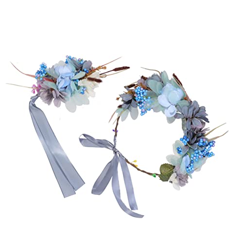 Beavorty 2st Handgelenk Stirnbänder Für Mädchen Hochzeit Handblume Haarkranz Hochzeitskopfschmuck Für Die Braut Künstliches Girlanden-stirnband Leis-armband Geschenk Blumen Damen von Beavorty