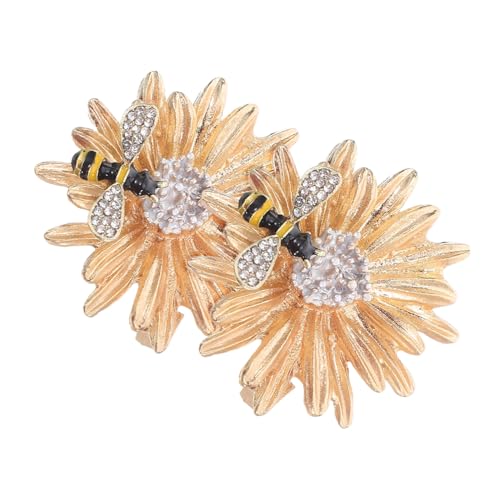 Beavorty 2 Stück Blumenbrosche mit Margeriten und Biene Strassverziert Vielseitige Anstecknadeln für Frühling Damen Geeignet als Kleid Schal Mantelbrosche von Beavorty