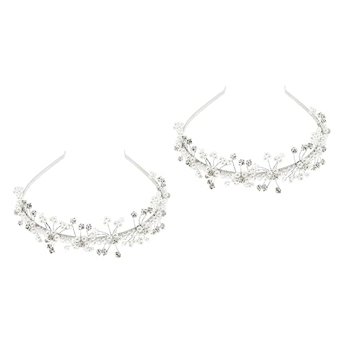 Beavorty 2st Blumenmädchen Hochzeit Stirnband Perle Hochzeit Haarband Haarschmuck Baby Mädchen Verbeugt Sich Hochzeit Kristall Kopfbedeckungen Prinzessin Braut Klauenbohrer Weiß Haarteil von Beavorty