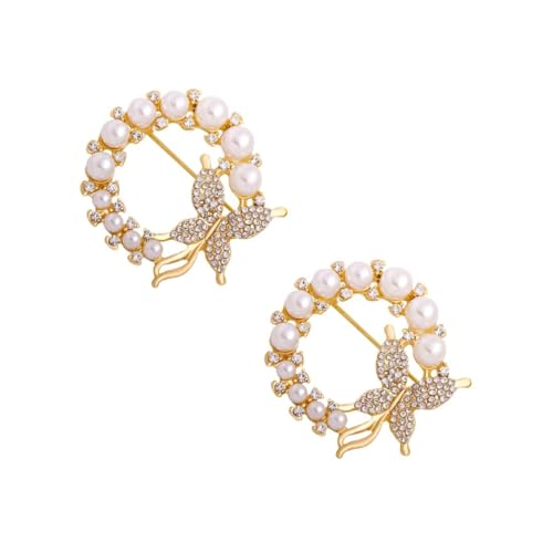 Beavorty 2 Stück Brosche mit Perlen für Frauen Design für Hochzeitsbouquets Kleider Festliche Anlässe Robuste Stilvolle Anstecknadel von Beavorty