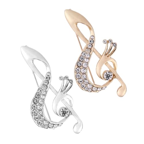 Beavorty 2 Stück Broschen Damen mit Funkelnden Strasssteinen Modische Anstecknadeln Musiknoten Schmuckpins für Blazer Kleider und Taschen Vielseitige Boutonniere Accessoires von Beavorty