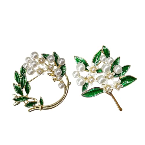 Beavorty 2 Stück Broschen Kranzform mit Perlen Corsagen für Damen für Hochzeiten Partys Festliche Anlässe Langlebiges Design nicht Leicht zu Brechen Deformieren von Beavorty