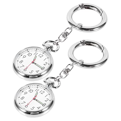 Beavorty 2stück Silberne Taschenuhr Mit Schlüsselanhänger-Design Langlebige Kinderuhr Für Ältere Menschen Kleine Uhr Für Studentenprüfungen Kindergeschenk von Beavorty