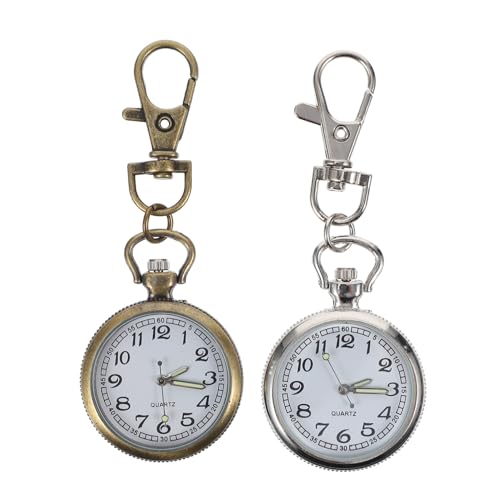 Beavorty 2stücke Taschenuhr Schlüsselanhänger Quarz Krankenschwesternuhr Aus Legierung Vintage Clip-Uhr Für Studierende Für Arzt Und Pflegepersonal Leicht Tragbar von Beavorty