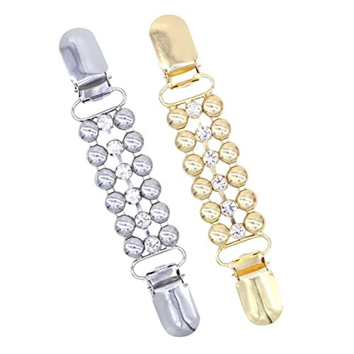 Beavorty 2 Stück Chic Cardigan Clips mit Strass Praktische und Stilvolle Kleidungsschnallen für Pullover Schals und Gold und Weiß von Beavorty