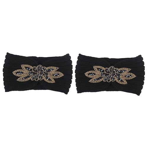 Beavorty 2 Stück Damen-Bandana-Kopfbedeckung Für Damen Damen-Kopfwickel Damen-Beanie-Stirnband Winter-Ohrwärmer-Stirnband Turban Gehäkelter Kopfwickel Wollgarn-Kopfschmuck Modischer von Beavorty