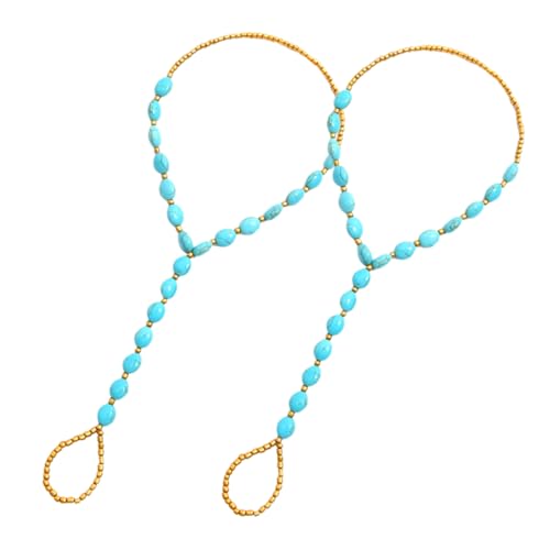 Beavorty 2 Stück Damen Fußkettchen mit Perlen Zehenring Boho Strand Schmuck für Hochzeiten Sandalen Verstellbare Knöchelschmuck für Frauen von Beavorty