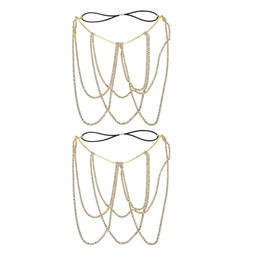 Beavorty 2 Stück Damen Strass Körperkette Beinkette Boho Elastischer Oberschenkelschmuck Stretch Funkelnde Kristalle Rave Bikini Für Party Urlaub Tragen Golden von Beavorty